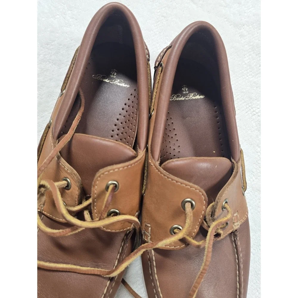 Brooks Brothers Men's Leather Boat Shoes Size 9 D Brown Deck‎ Shoes